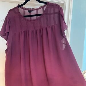Torrid maroon sheer lined flutter sleeve top 3/3x/22